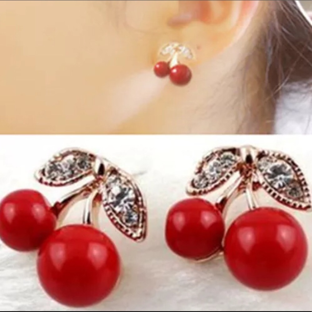 Fashion Cherry 🍒 Rhinestone Earrings